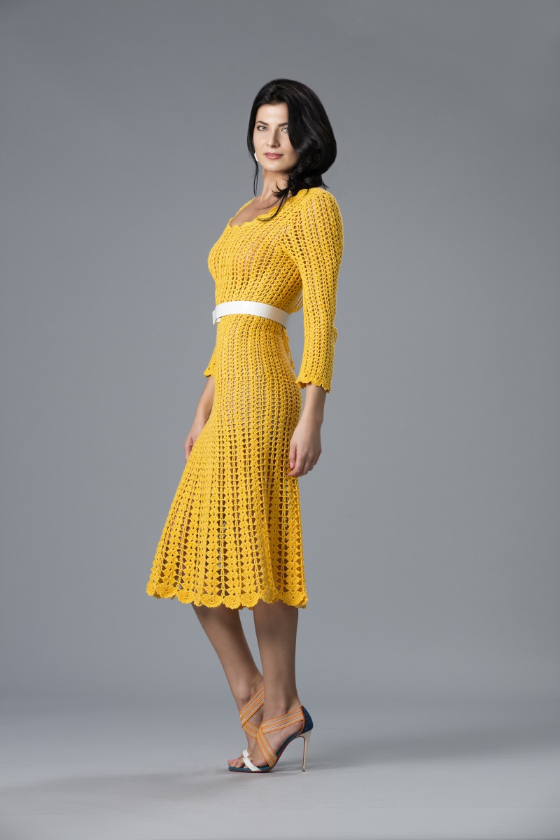 Anabel Crochet-Knit Midi Dress 