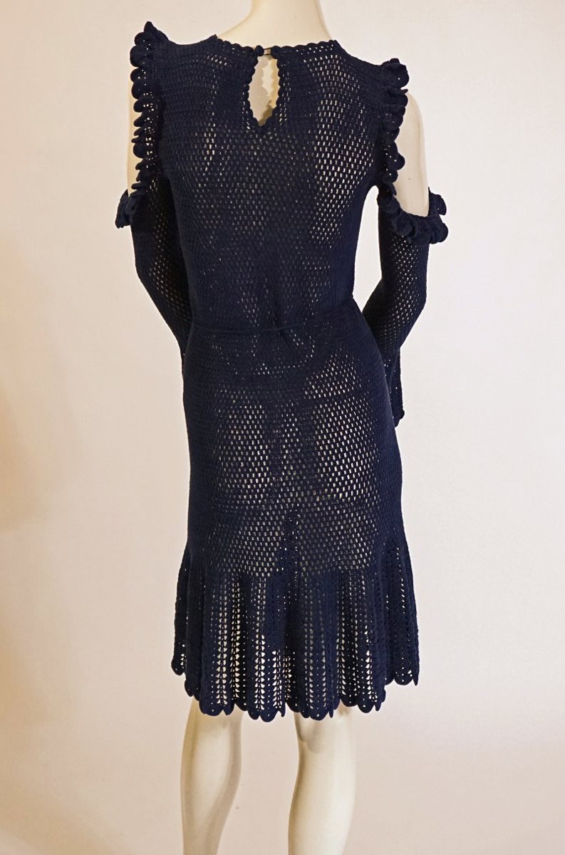 Anna Crochet-Knit Cold Shoulder Dress