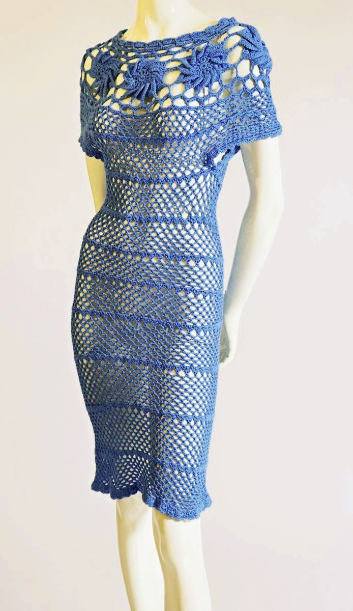  Lotus Crochet-Knit Cocktail Dress